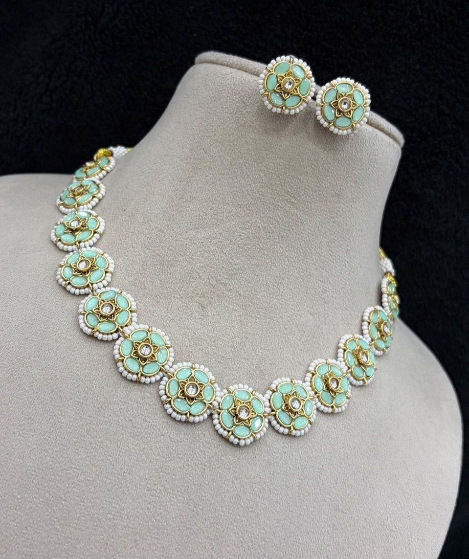 Blush Bloom Necklace set - Mint Green